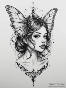 Tattoo sketch nymph tattoo, concept art for t... - эскиз тату (№1756209016_0, 26.08.2025 11:50) — Tatufoto.com