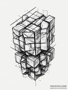 Tattoo sketch 80s rubik's cube, tattoo sketch... - эскиз тату (№1756209408_0, 26.08.2025 11:56) — Tatufoto.com