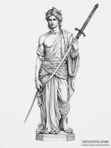 Tattoo sketch historical statue with a sword,... - эскиз тату (№1756209819_0, 26.08.2025 12:03) — Tatufoto.com