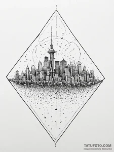 Tattoo sketch a city skyline, tattoo line art... - эскиз тату (№1756211409_0, 26.08.2025 12:30) — Tatufoto.com