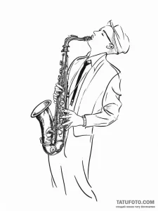 Tattoo sketch playing an instrument saxophone... - эскиз тату (№1756212794_0, 26.08.2025 12:53) — Tatufoto.com
