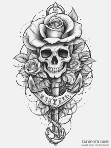 Tattoo sketch anchor and a rose, concept art... - эскиз тату (№1756213386_0, 26.08.2025 13:03) — Tatufoto.com