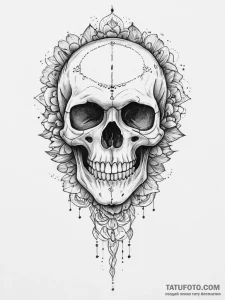 Tattoo sketch череп со шрифтом - эскиз тату (№1756215202_0, 26.08.2025 13:33) — Tatufoto.com