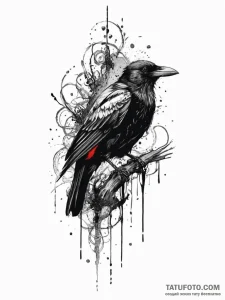 Tattoo sketch trash polka ворона, tattoo line... - эскиз тату (№1756217826_0, 26.08.2025 14:17) — Tatufoto.com