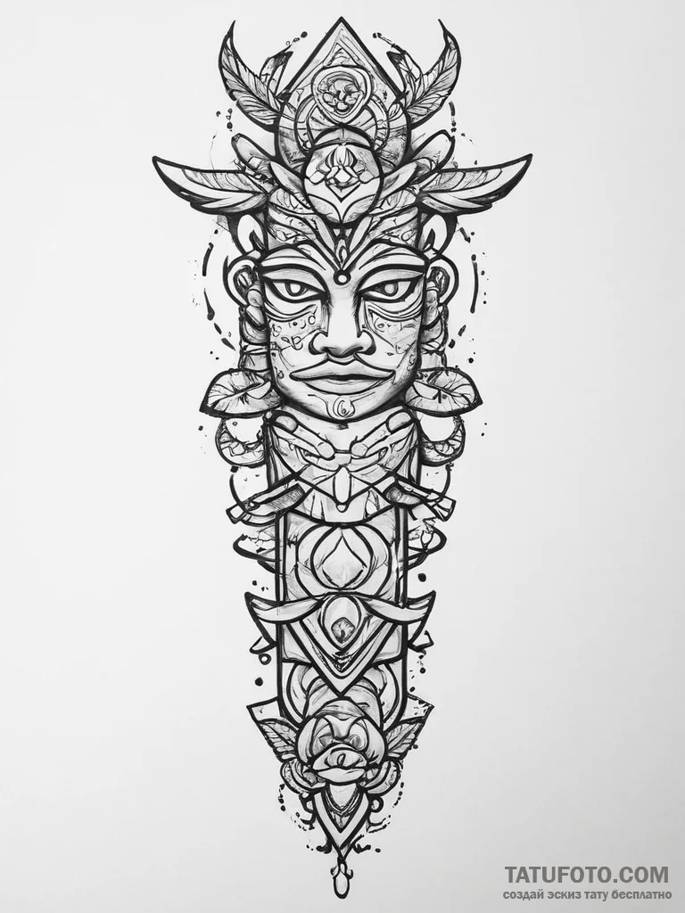 Tattoo sketch totem pole, tattoo sketch desig... - эскиз тату (№1756218422_0, 26.08.2025 14:27) — Tatufoto.com