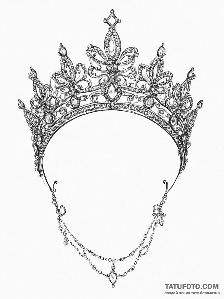 Tattoo sketch tiara with a crown - эскиз тату (№1756218829_0, 26.08.2025 14:33) — Tatufoto.com