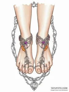 Tattoo sketch sensual feet with a chain, tatt... - эскиз тату (№1756220635_0, 26.08.2025 15:03) — Tatufoto.com