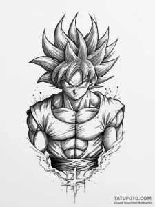 Tattoo sketch dragon ball z goku, ink illustr... - эскиз тату (№1756220836_0, 26.08.2025 15:07) — Tatufoto.com