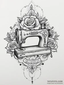 Tattoo sketch sewing machine with a thread, t... - эскиз тату (№1756221845_0, 26.08.2025 15:24) — Tatufoto.com