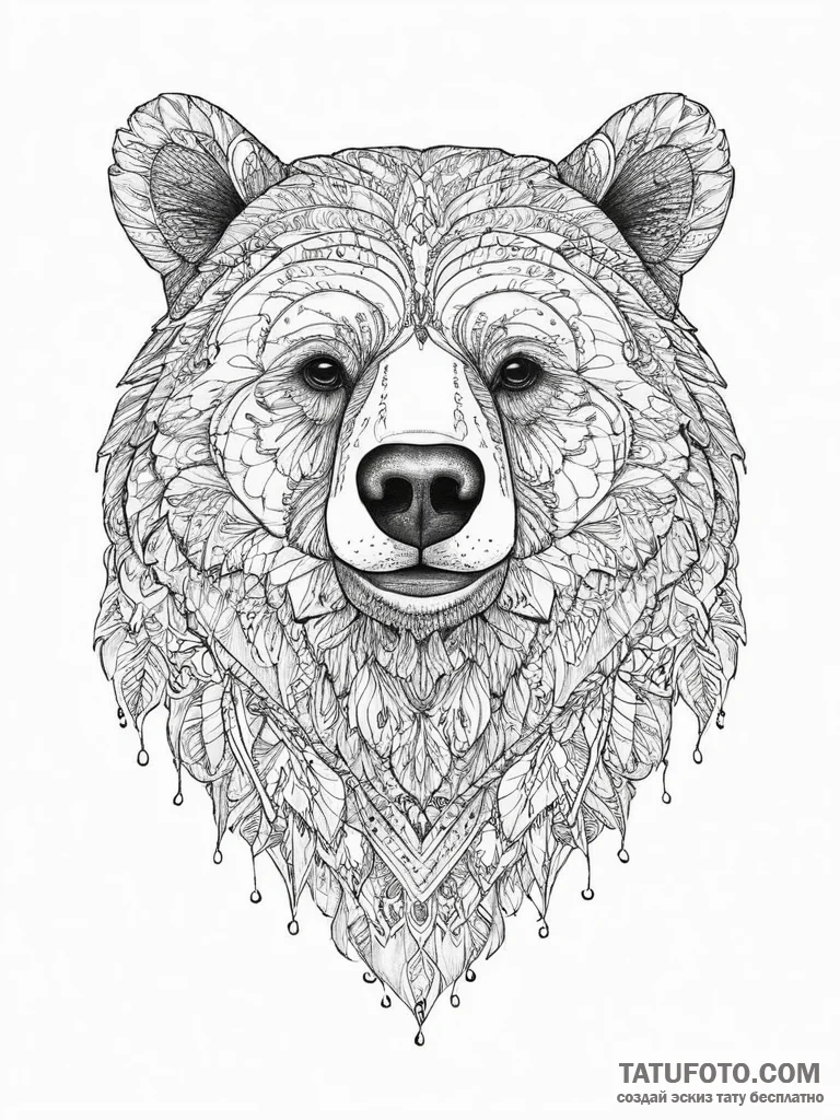 Tattoo sketch slavic bear, ink illustration f... - эскиз тату (№1756222460_0, 26.08.2025 15:34) — Tatufoto.com
