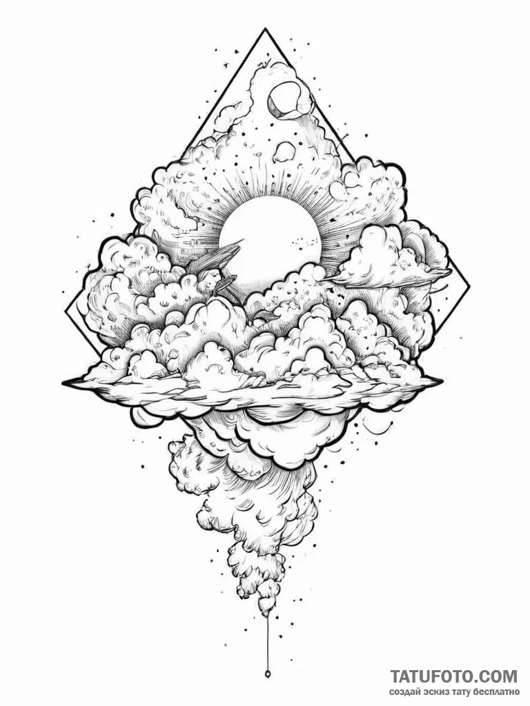 Tattoo sketch cosmic clouds - эскиз тату (№1756223059_0, 26.08.2025 15:44) — Tatufoto.com