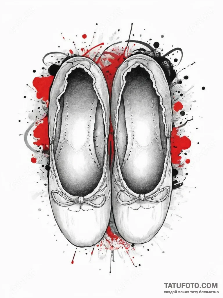 Tattoo sketch ballet slippers, ink illustrati... - эскиз тату (№1756223652_0, 26.08.2025 15:54) — Tatufoto.com
