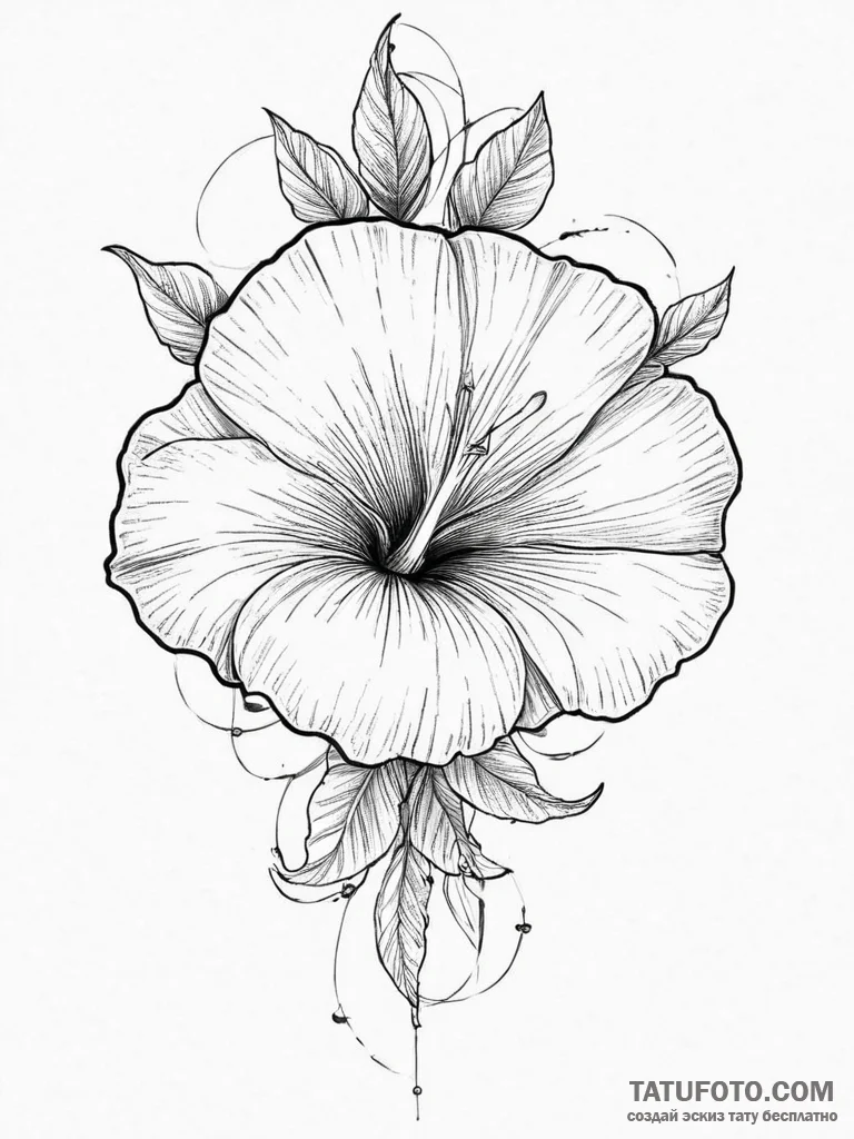 Tattoo sketch morning glory flower, artistic... - эскиз тату (№1756227073_0, 26.08.2025 16:51) — Tatufoto.com