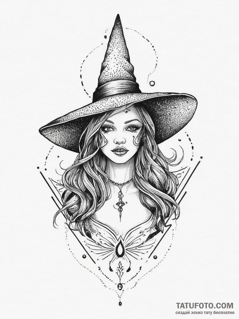 Tattoo sketch witch tattoo, ink illustration... - эскиз тату (№1756228278_0, 26.08.2025 17:11) — Tatufoto.com