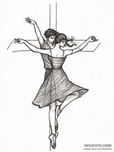 Tattoo sketch romantic dance silhouette, arti... - эскиз тату (№1756228473_0, 26.08.2025 17:14) — Tatufoto.com