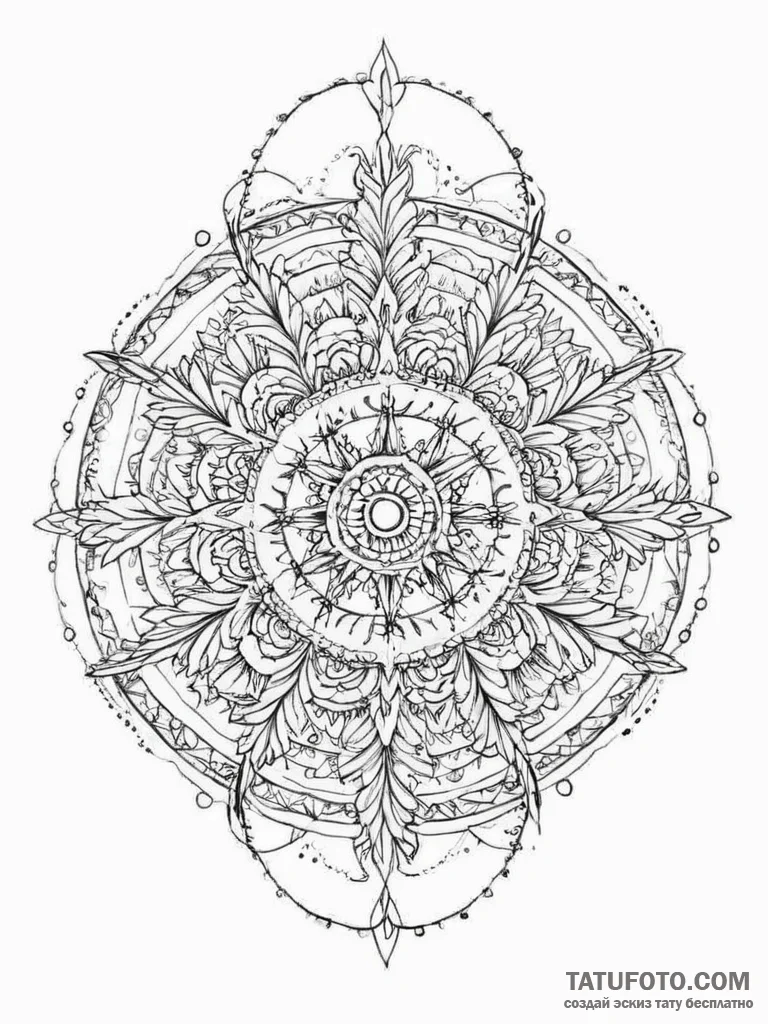 Tattoo sketch узор в виде штурвала - эскиз тату (№1756230070_0, 26.08.2025 17:41) — Tatufoto.com