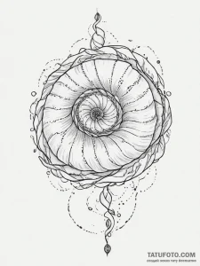 Tattoo sketch nautilus, tattoo line art, soft... - эскиз тату (№1756230266_0, 26.08.2025 17:44) — Tatufoto.com