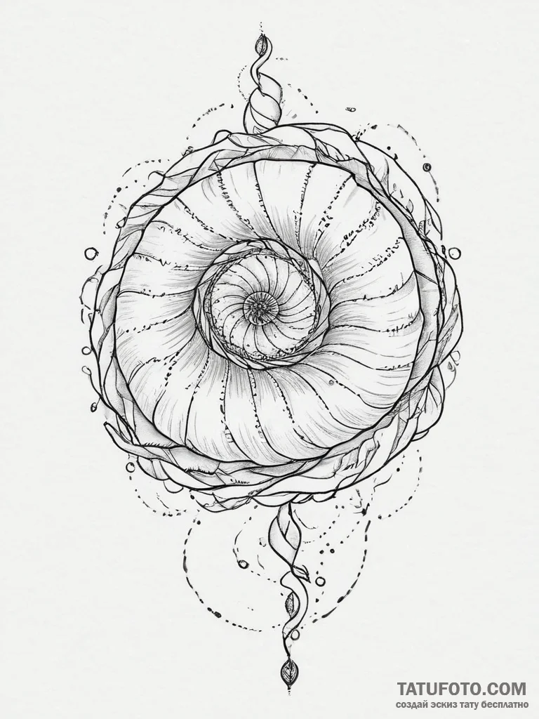 Tattoo sketch nautilus, tattoo line art, soft... - эскиз тату (№1756230266_0, 26.08.2025 17:44) — Tatufoto.com