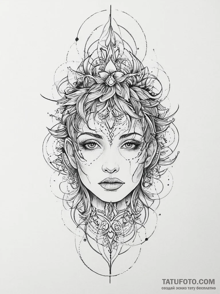 Tattoo sketch green, ink illustration for tat... - эскиз тату (№1756231477_0, 26.08.2025 18:04) — Tatufoto.com