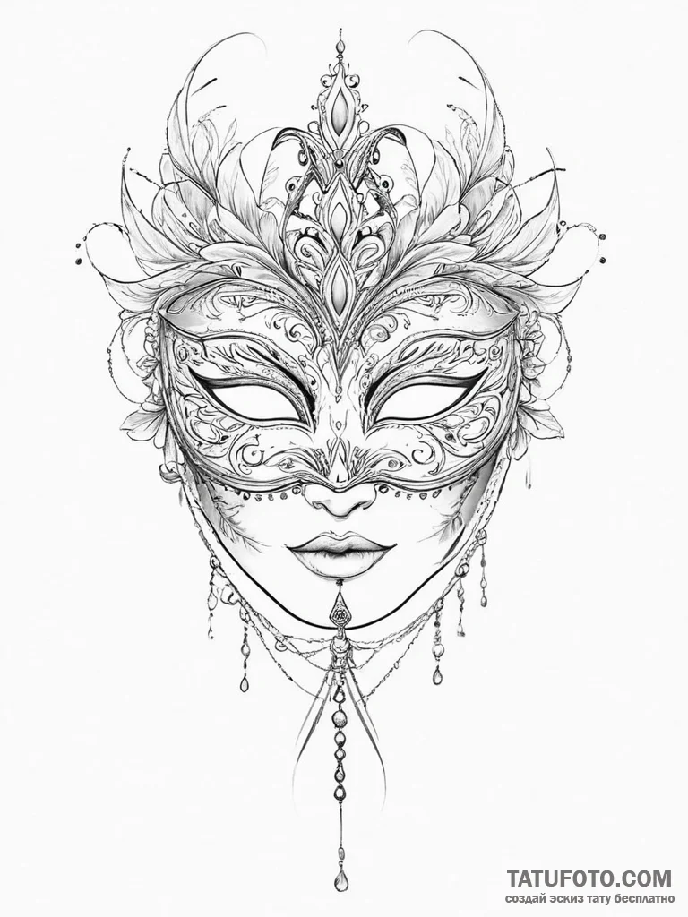Tattoo sketch masquerade mask tattoo - эскиз тату (№1756231876_0, 26.08.2025 18:11) — Tatufoto.com