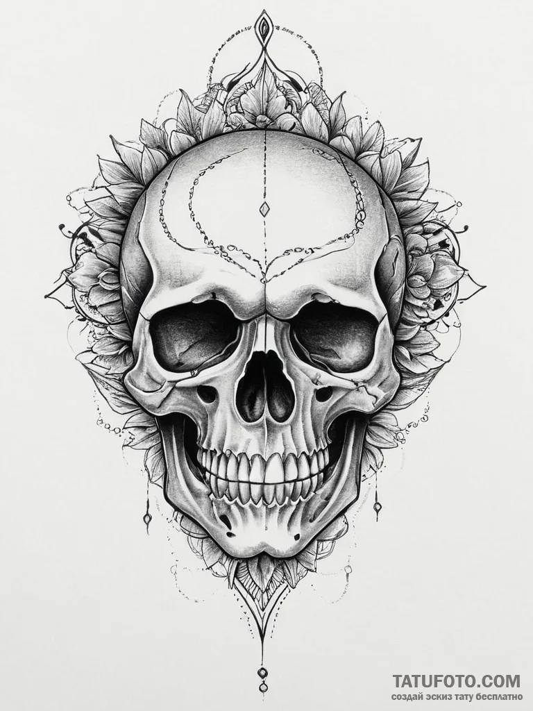 Tattoo sketch skull, tattoo line art, realist... - эскиз тату (№1756232277_0, 26.08.2025 18:17) — Tatufoto.com