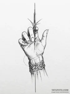 Tattoo sketch hands with a needle - эскиз тату (№1756232472_0, 26.08.2025 18:21) — Tatufoto.com