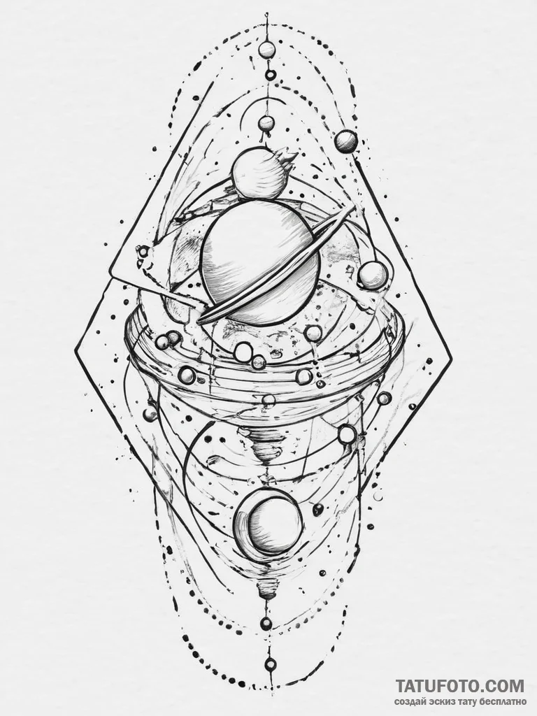 Tattoo sketch cosmic space, concept art for t... - эскиз тату (№1756233060_0, 26.08.2025 18:31) — Tatufoto.com