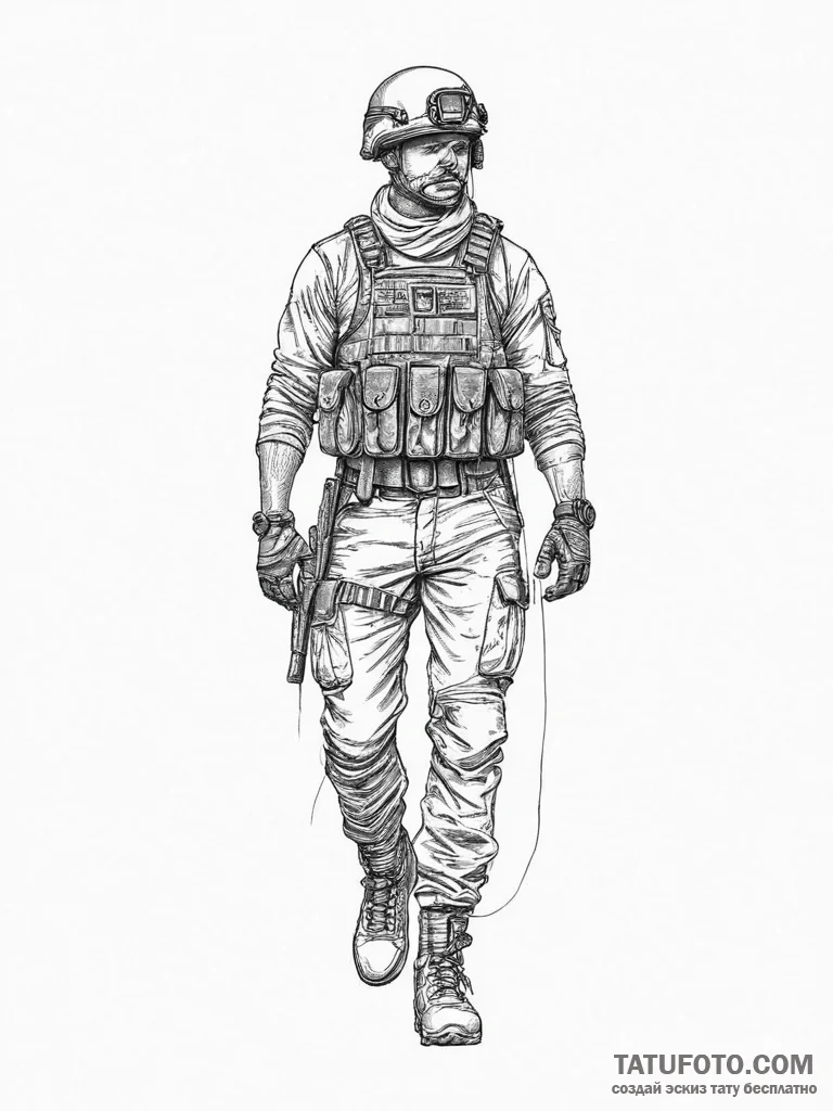 Tattoo sketch soldier with a thread, tattoo d... - эскиз тату (№1756235461_0, 26.08.2025 19:11) — Tatufoto.com
