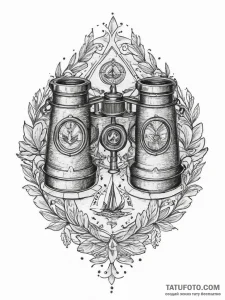 Tattoo sketch binoculars with a bird, tattoo... - эскиз тату (№1756236260_0, 26.08.2025 19:24) — Tatufoto.com