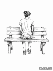 Tattoo sketch bench with a person - эскиз тату (№1756237443_0, 26.08.2025 19:44) — Tatufoto.com