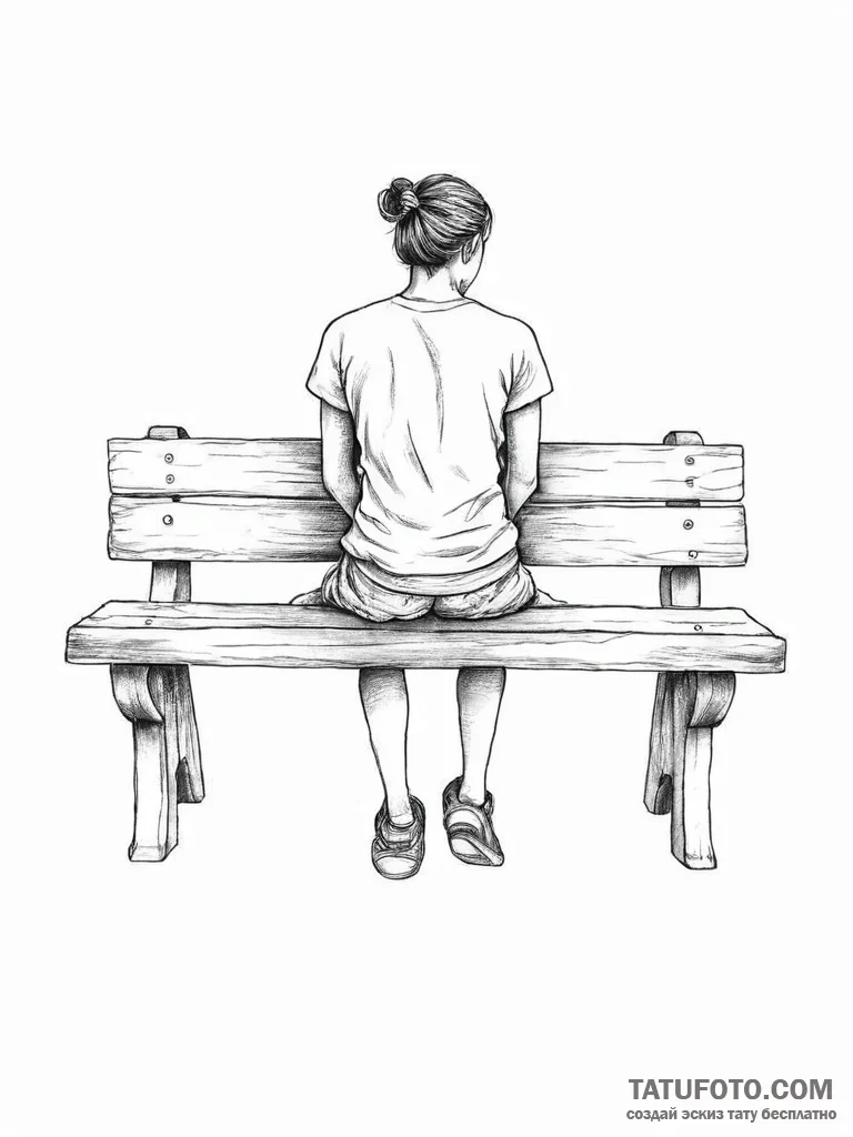 Tattoo sketch bench with a person - эскиз тату (№1756237443_0, 26.08.2025 19:44) — Tatufoto.com