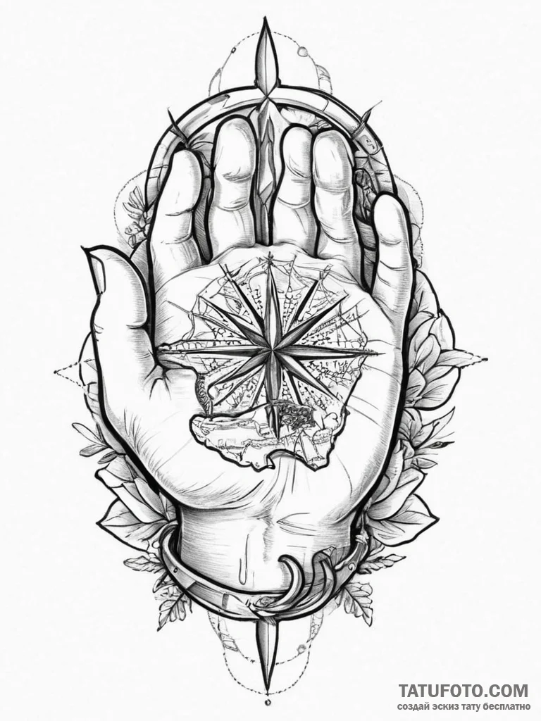 Tattoo sketch hands with a map, tattoo flash... - эскиз тату (№1756238823_0, 26.08.2025 20:07) — Tatufoto.com