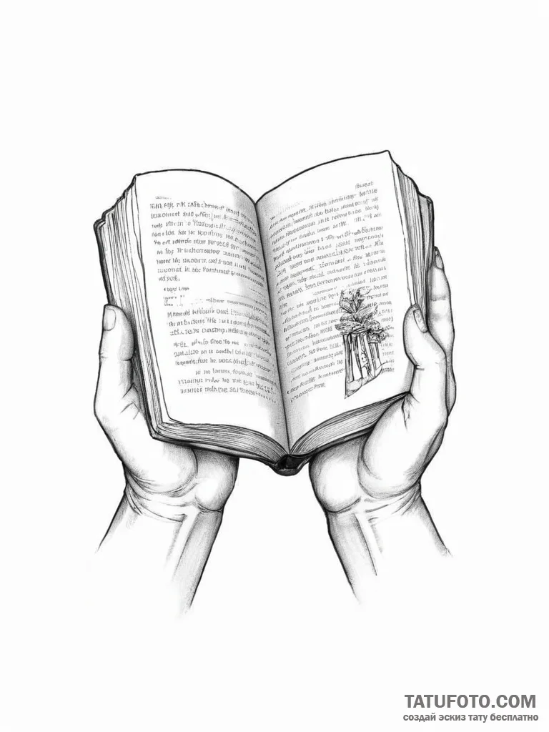 Tattoo sketch hands with a book - эскиз тату (№1756239020_0, 26.08.2025 20:10) — Tatufoto.com