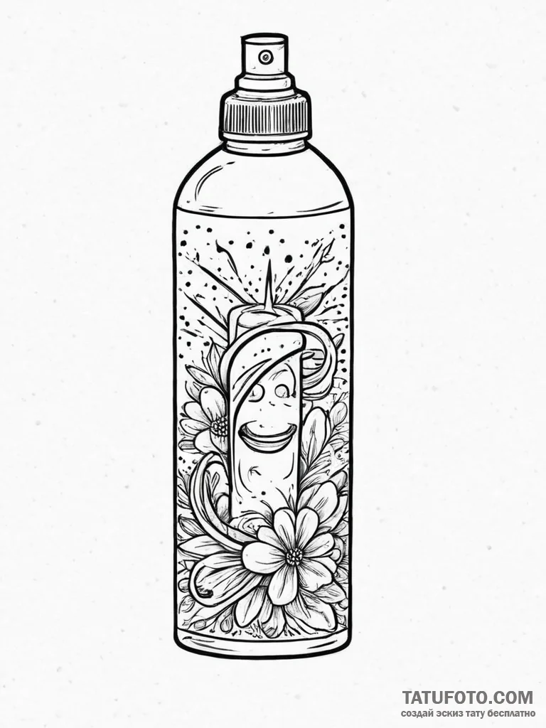 Tattoo sketch cleaner spray bottle, tattoo fl... - эскиз тату (№1756239217_0, 26.08.2025 20:13) — Tatufoto.com