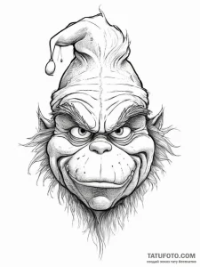 Tattoo sketch the grinch with a skin, artisti... - эскиз тату (№1756240208_0, 26.08.2025 20:30) — Tatufoto.com