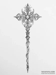 Tattoo sketch scepter - эскиз тату (№1756241209_0, 26.08.2025 20:46) — Tatufoto.com