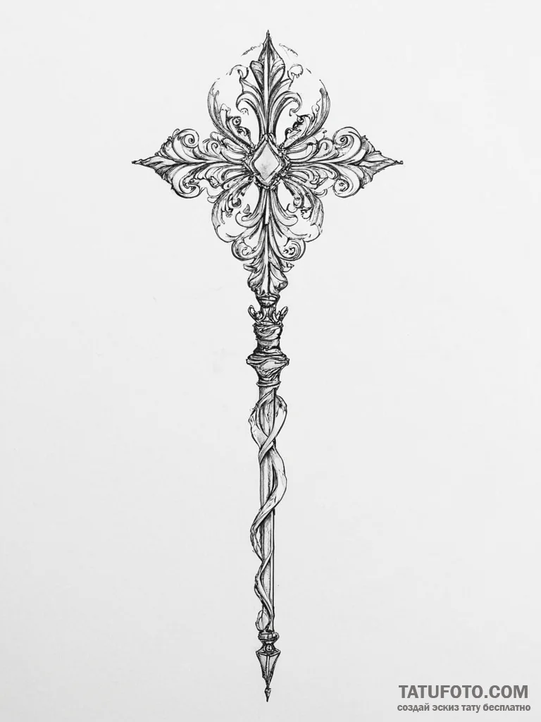 Tattoo sketch scepter - эскиз тату (№1756241209_0, 26.08.2025 20:46) — Tatufoto.com