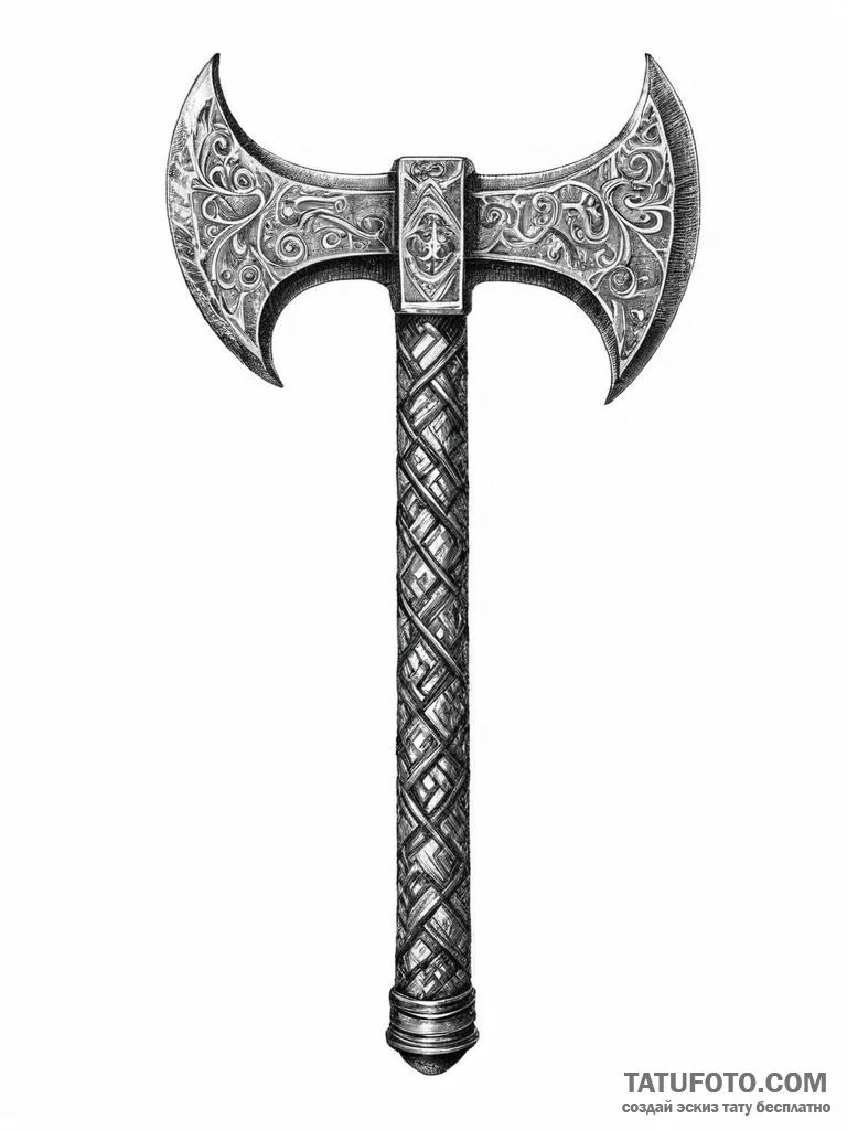 Tattoo sketch perun's axe with a hammer, conc... - эскиз тату (№1756242198_0, 26.08.2025 21:03) — Tatufoto.com
