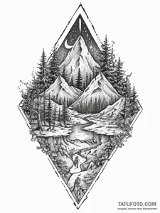 Tattoo sketch mystical land, ink illustration... - эскиз тату (№1756242396_0, 26.08.2025 21:06) — Tatufoto.com