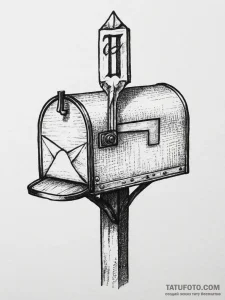 Tattoo sketch mailbox with a letter, concept... - эскиз тату (№1756243388_0, 26.08.2025 21:23) — Tatufoto.com