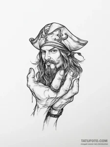 Tattoo sketch hands with a pirate - эскиз тату (№1756243587_0, 26.08.2025 21:26) — Tatufoto.com