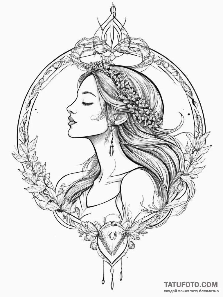дева - эскиз тату (№1756243615_0, 26.08.2025 21:26) — Tatufoto.com