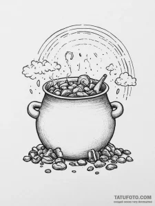 Tattoo sketch puns a rainbow with a pot of go... - эскиз тату (№1756243984_0, 26.08.2025 21:33) — Tatufoto.com