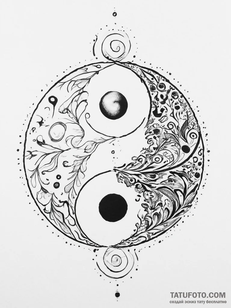 Tattoo sketch yin and yang symbol - эскиз тату (№1756245768_0, 26.08.2025 22:02) — Tatufoto.com