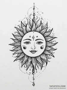 Tattoo sketch sun tattoo, concept art for tat... - эскиз тату (№1756246364_0, 26.08.2025 22:12) — Tatufoto.com