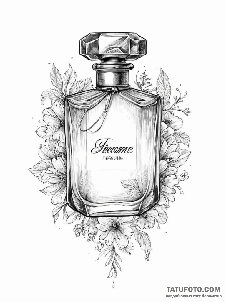 Tattoo sketch perfume bottle - эскиз тату (№1756246561_0, 26.08.2025 22:16) — Tatufoto.com
