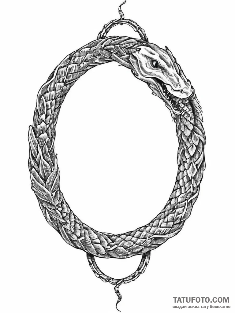 Tattoo sketch ouroboros serpent eating its ta... - эскиз тату (№1756246760_0, 26.08.2025 22:19) — Tatufoto.com