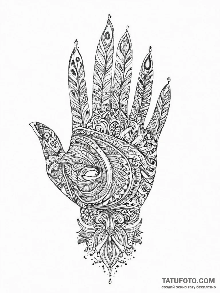 Tattoo sketch hands with a brush, tattoo flas... - эскиз тату (№1756247368_0, 26.08.2025 22:29) — Tatufoto.com