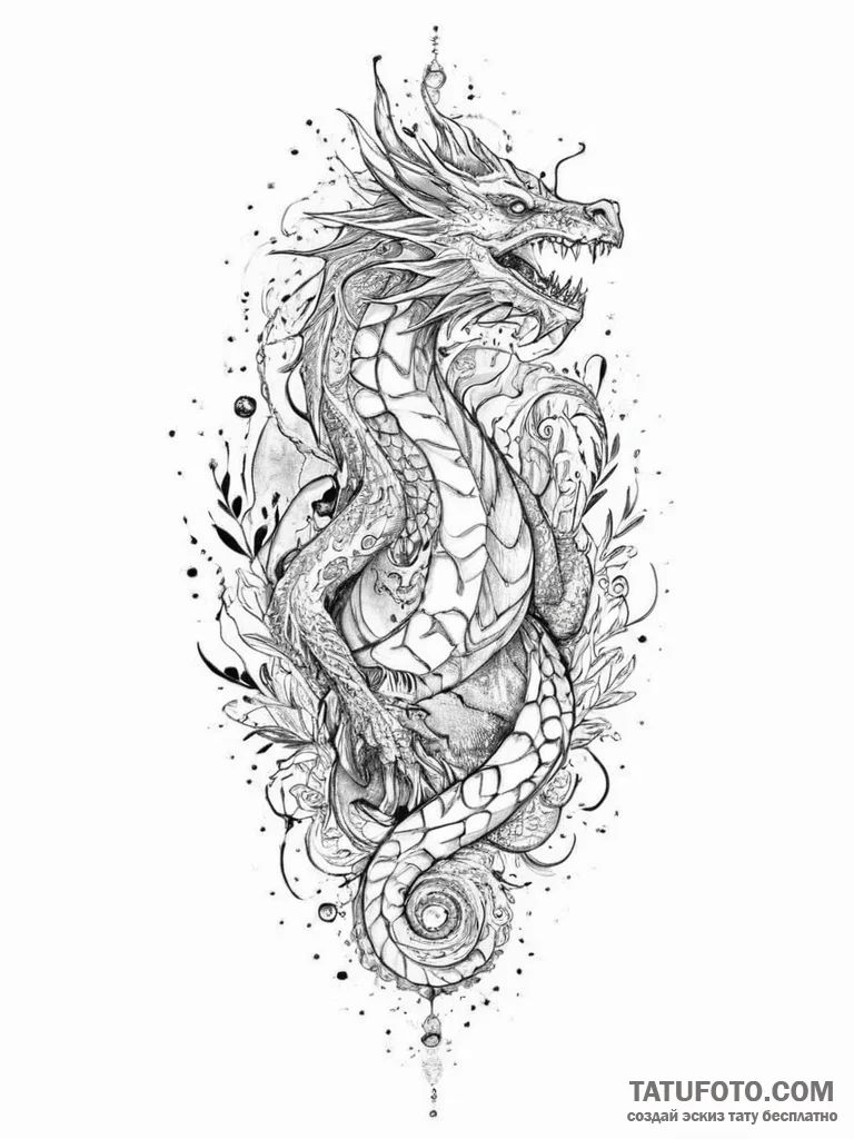 Tattoo sketch узор в виде дракона и земли, ta... - эскиз тату (№1756247757_0, 26.08.2025 22:35) — Tatufoto.com
