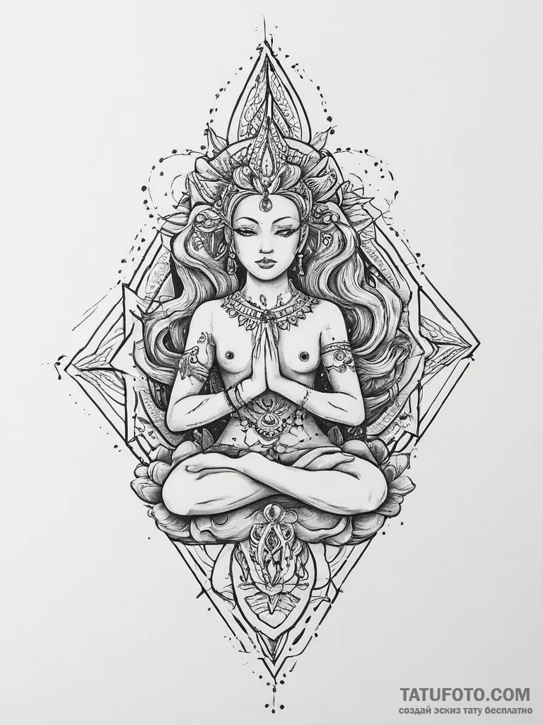 Tattoo sketch mystical idol, tattoo drawing o... - эскиз тату (№1756249750_0, 26.08.2025 23:09) — Tatufoto.com